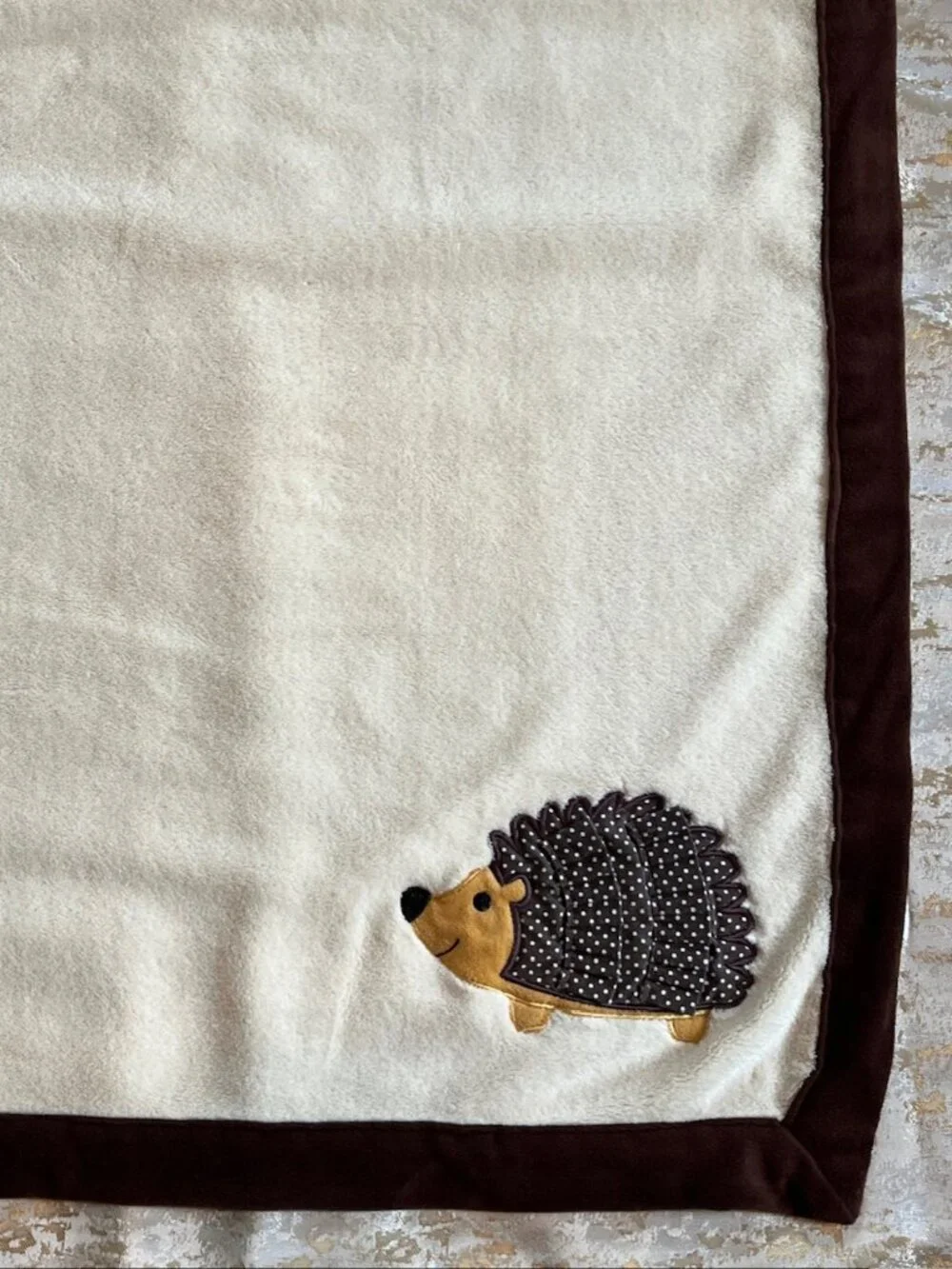 Lambs & Ivy Baby Blanket Beige Brown Hedgehog Porcupine Woodland Animal Security